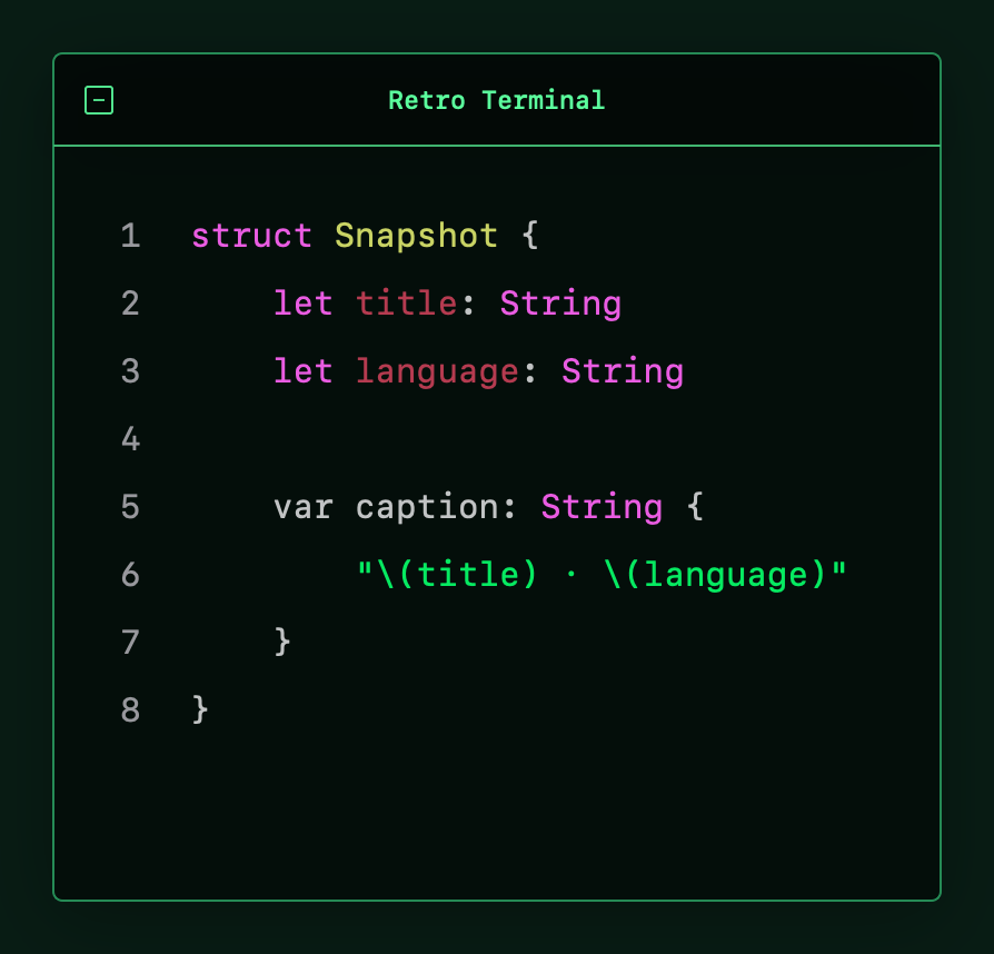 Retro Terminal preset exported from Oktoshot